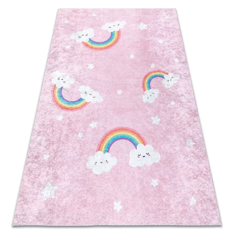 JUNIOR 52063.802 Regenbogen, Wolken für Kinder Anti-Rutsch - rosa