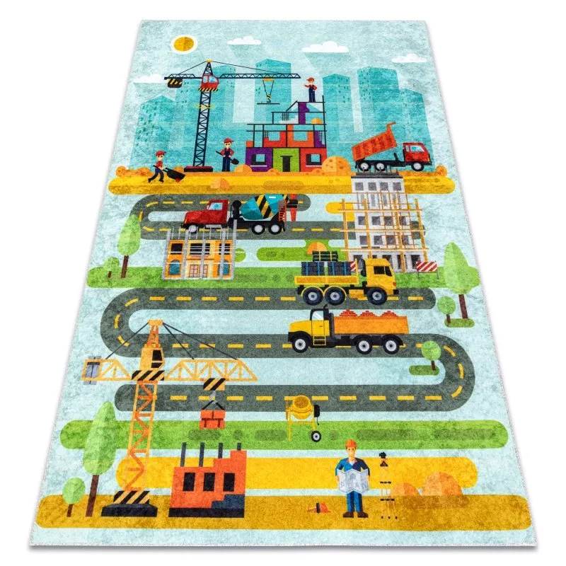 JUNIOR 52105.801 Baustelle, Straßen für Kinder Anti-Rutsch - blau