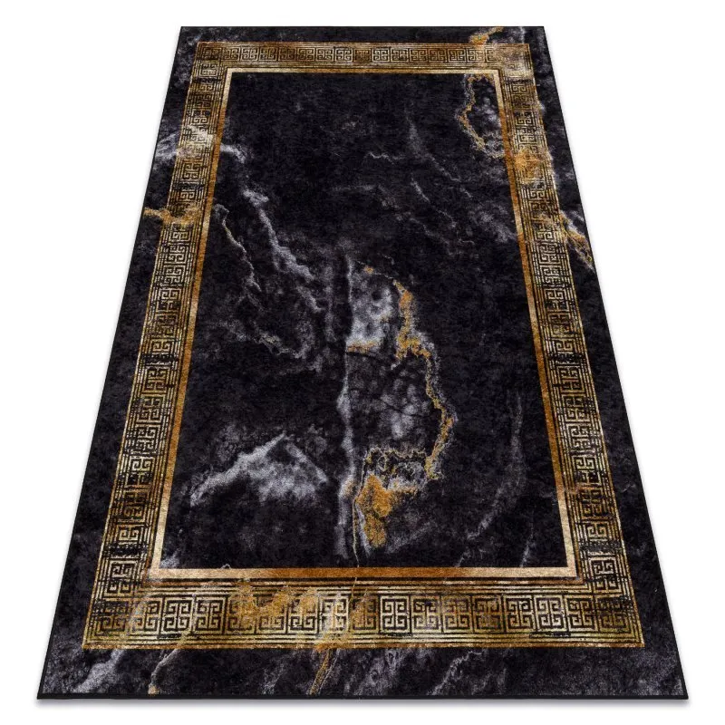 MIRO 51278.809 Waschteppich Marmor, griechisch Anti-Rutsch - schwarz / gold