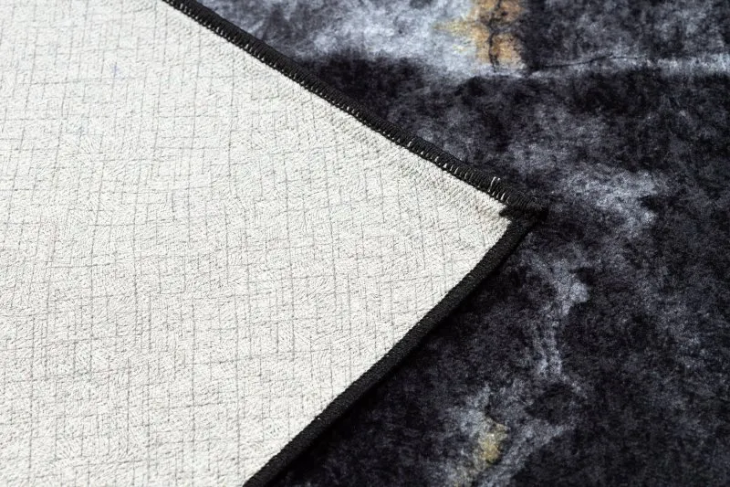 MIRO 51278.809 Waschteppich Marmor, griechisch Anti-Rutsch - schwarz / gold