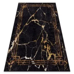 MIRO .801 Waschteppich Marmor, Rahmen Anti-Rutsch - schwarz / gold