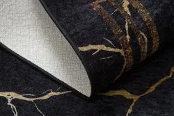 MIRO 51333.801 Waschteppich Marmor, Rahmen Anti-Rutsch - schwarz / gold