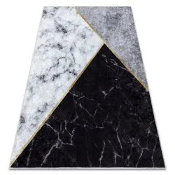 MIRO .804 Waschteppich Marmor, geometrisch Anti-Rutsch - grau