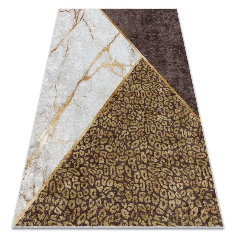 MIRO 51338.805 Waschteppich Marmor, geometrisch, Anti-Rutsch - braun