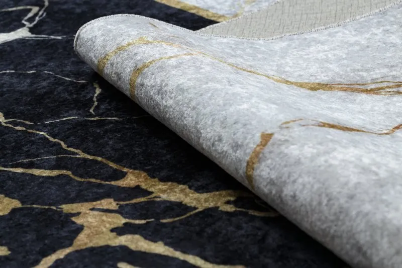 MIRO 52103.801 Waschteppich Marmor, geometrisch Anti-Rutsch - gold