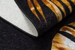 MIRO 51518.805 Waschteppich Blätter, Rahmen Anti-Rutsch - schwarz / gold