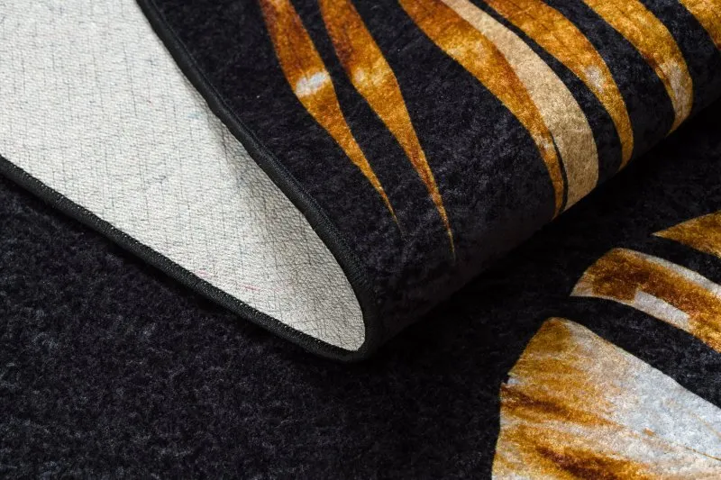 MIRO 51518.805 Waschteppich Blätter, Rahmen Anti-Rutsch - schwarz / gold