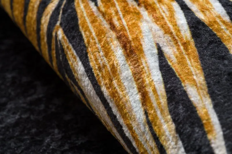 MIRO 51518.805 Waschteppich Blätter, Rahmen Anti-Rutsch - schwarz / gold