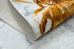 MIRO 51518.806 Waschteppich Blätter, Rahmen Anti-Rutsch - grau / gold