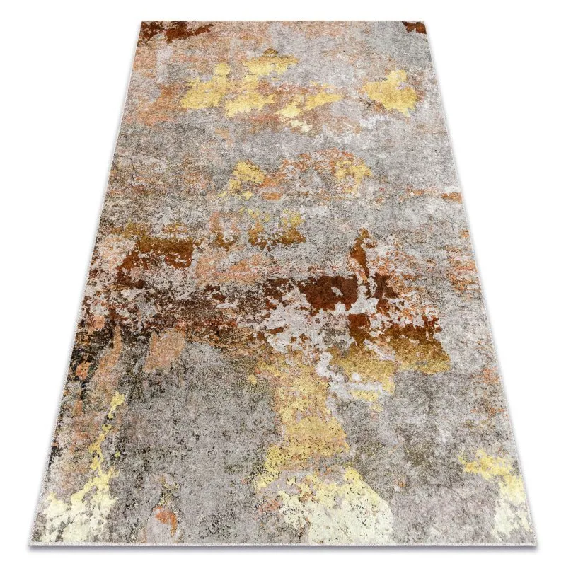 MIRO 51463.802 Waschteppich Abstraktion Anti-Rutsch - grau / gold