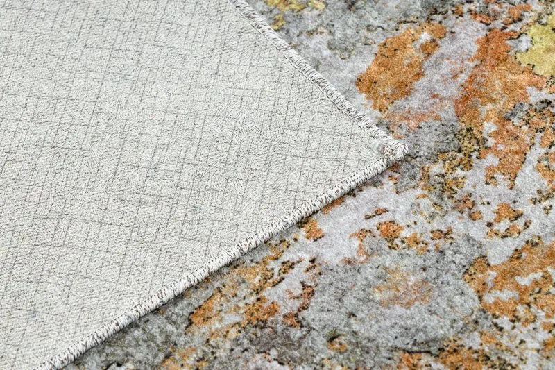 MIRO 51463.802 Waschteppich Abstraktion Anti-Rutsch - grau / gold
