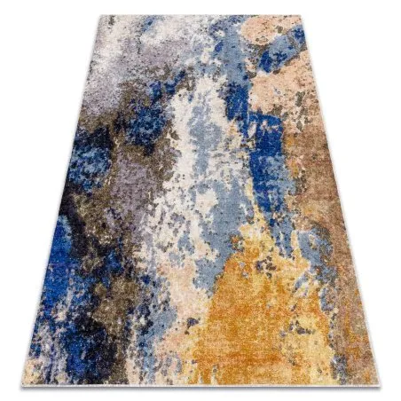 MIRO 51774.802 Waschteppich Abstraktion Anti-Rutsch - blau / beige