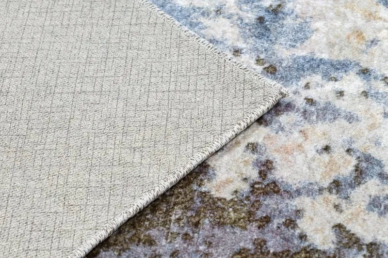 MIRO 51774.802 Waschteppich Abstraktion Anti-Rutsch - blau / beige