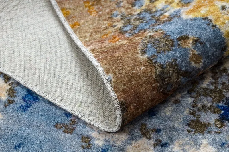 MIRO 51774.802 Waschteppich Abstraktion Anti-Rutsch - blau / beige