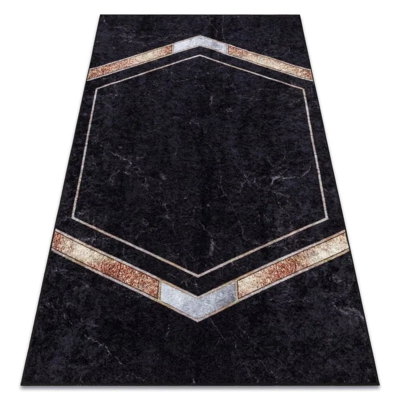 MIRO 52025.802 Waschteppich Marmor, geometrická Anti-Rutsch - schwarz