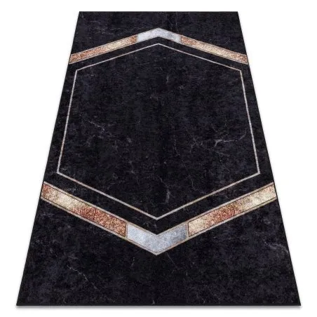 MIRO 52025.802 Waschteppich Marmor, geometrická Anti-Rutsch - schwarz