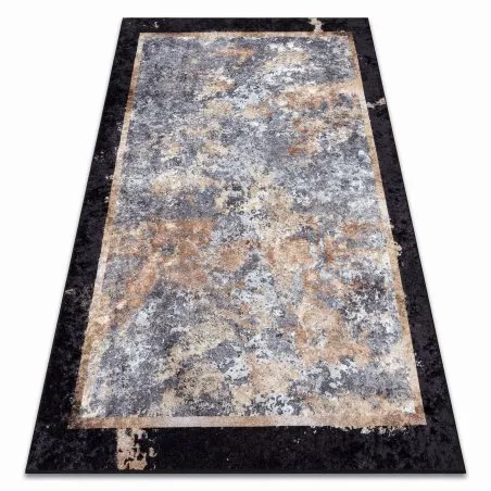 MIRO 51328.804 Waschteppich Abstraktion Anti-Rutsch - grau / gold