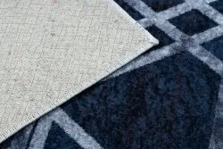 MIRO 51805.802 Waschteppich Geometrisch, Gitter Anti-Rutsch - blau