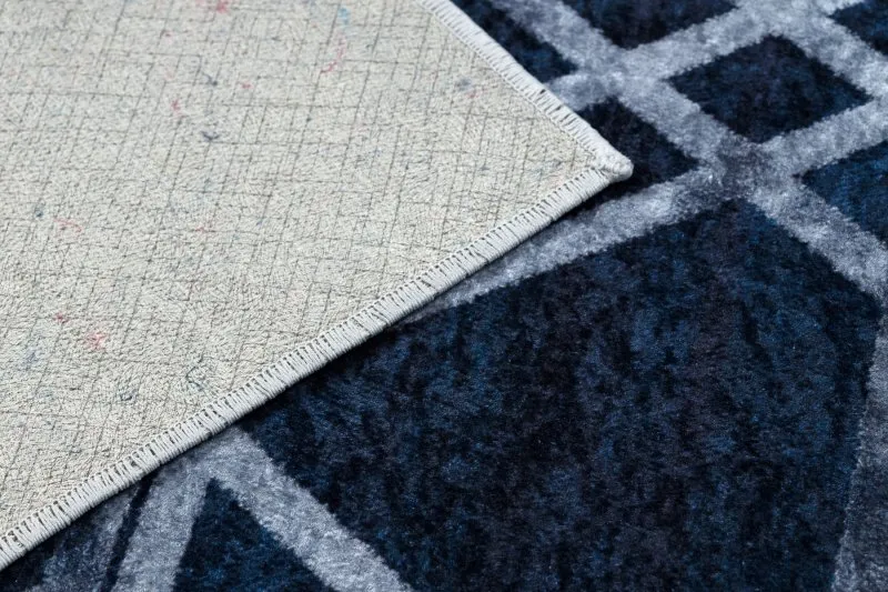 MIRO 51805.802 Waschteppich Geometrisch, Gitter Anti-Rutsch - blau