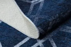 MIRO 51805.802 Waschteppich Geometrisch, Gitter Anti-Rutsch - blau
