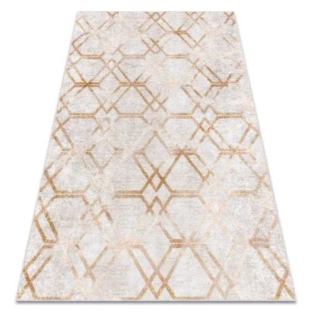 MIRO 51805.804 Waschteppich Geometrisch, Gitter Anti-Rutsch - gold