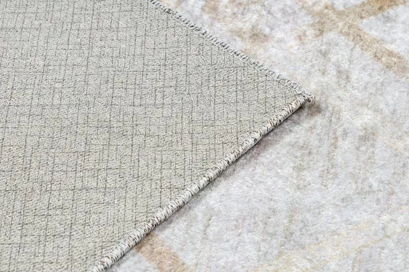 MIRO 51805.804 Waschteppich Geometrisch, Gitter Anti-Rutsch - gold