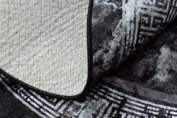 MIRO 51199.807 Kreis Waschteppich Marmor, griechisch Anti-Rutsch - schwarz / weiß