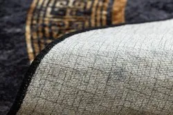 MIRO 51199.806 Kreis Waschteppich Marmor, griechisch Anti-Rutsch - schwarz / gold