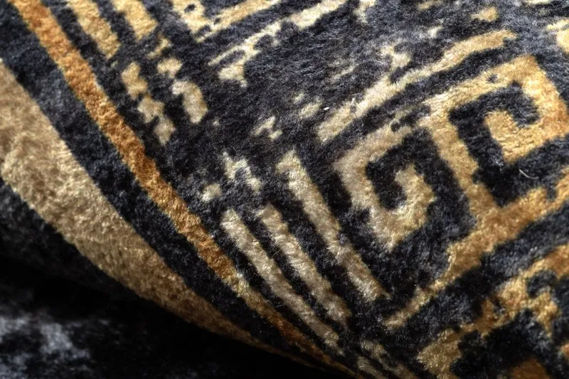 MIRO 51199.806 Kreis Waschteppich Marmor, griechisch Anti-Rutsch - schwarz / gold