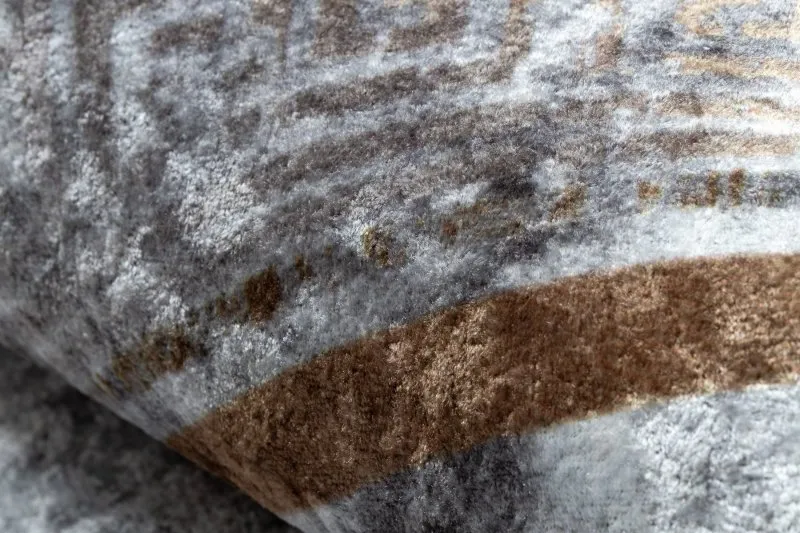 MIRO 51199.805 Kreis Waschteppich Marmor, griechisch Anti-Rutsch - grau / gold