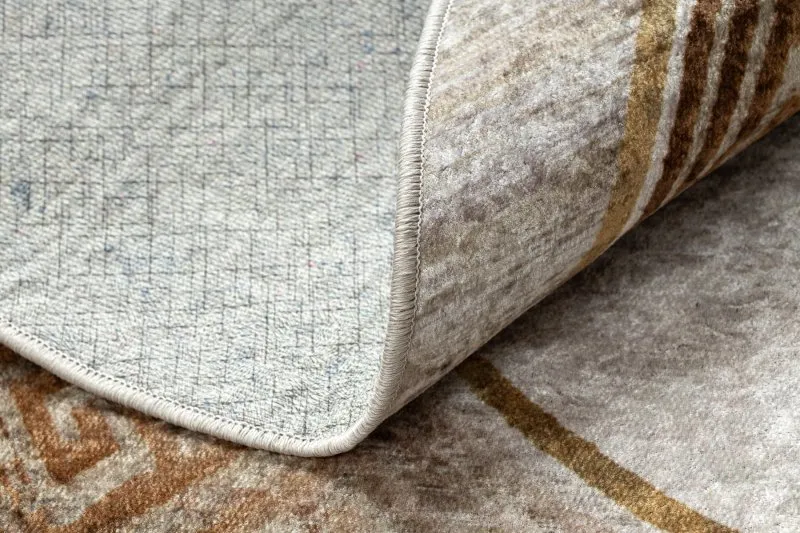 MIRO 51236.807 Kreis Waschteppich Marmor, griechisch Anti-Rutsch - beige / gold