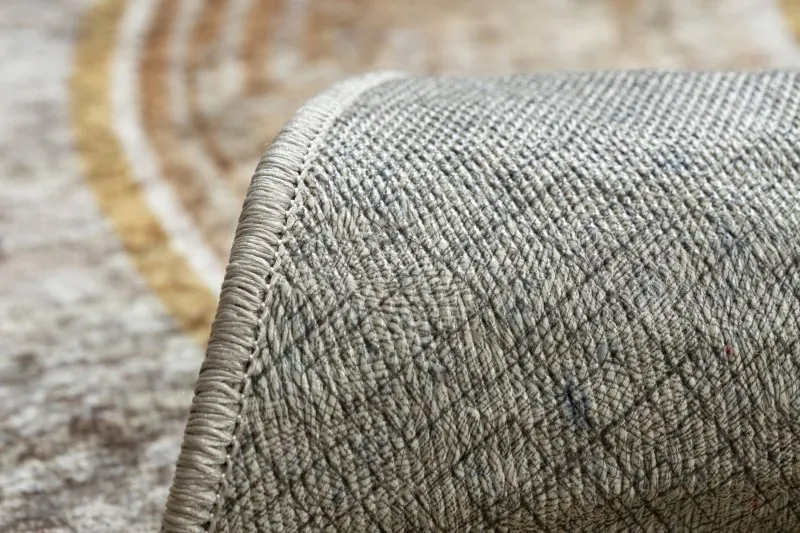 MIRO 51236.807 Kreis Waschteppich Marmor, griechisch Anti-Rutsch - beige / gold