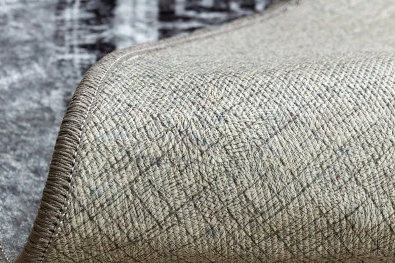 MIRO 51254.802 Kreis Waschteppich Marmor, griechisch Anti-Rutsch - grau / schwarz