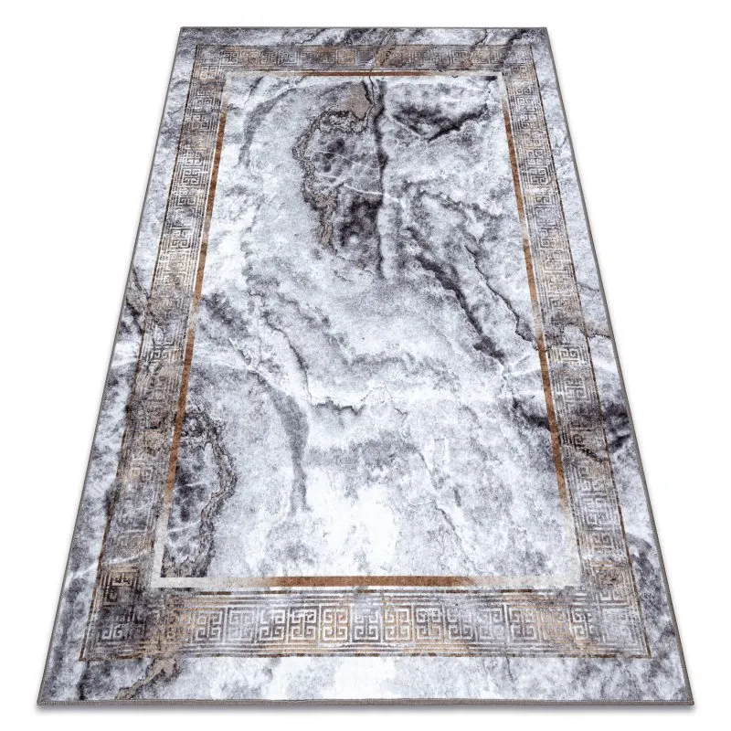 MIRO 51278.812 Waschteppich Marmor, griechisch Anti-Rutsch - grau / gold