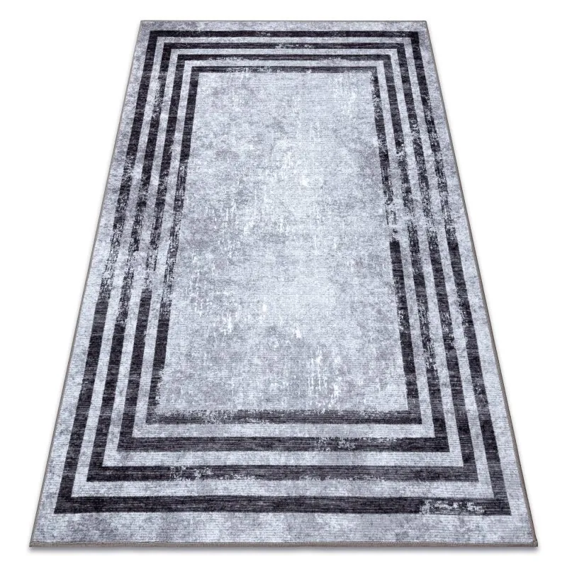 MIRO 51325.805 Waschteppich Geometrisch, Linien Anti-Rutsch - grau