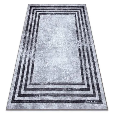 MIRO 51325.805 Waschteppich Geometrisch, Linien Anti-Rutsch - grau