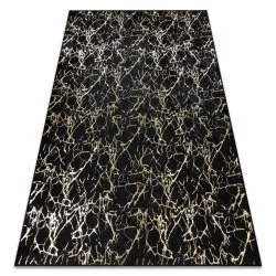 MIRO . Waschteppich Marmor, glamour Anti-Rutsch - schwarz / gold