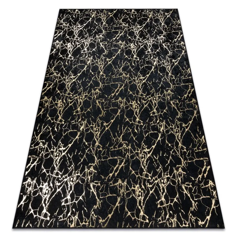 MIRO 11111.2106 Waschteppich Marmor, glamour Anti-Rutsch - schwarz / gold
