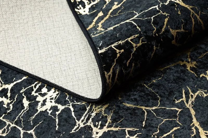 MIRO 11111.2106 Waschteppich Marmor, glamour Anti-Rutsch - schwarz / gold