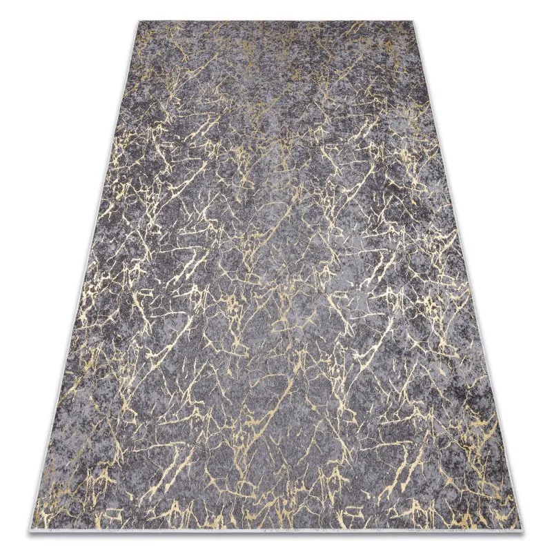 MIRO 11111.2103 Waschteppich Marmor, glamour Anti-Rutsch - dunkelgrau / gold