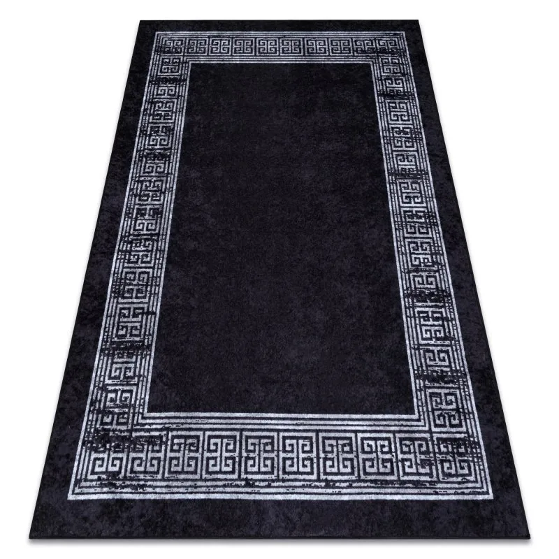 MIRO 51223.807 Waschteppich Marmor, griechisch Anti-Rutsch - schwarz / weiß