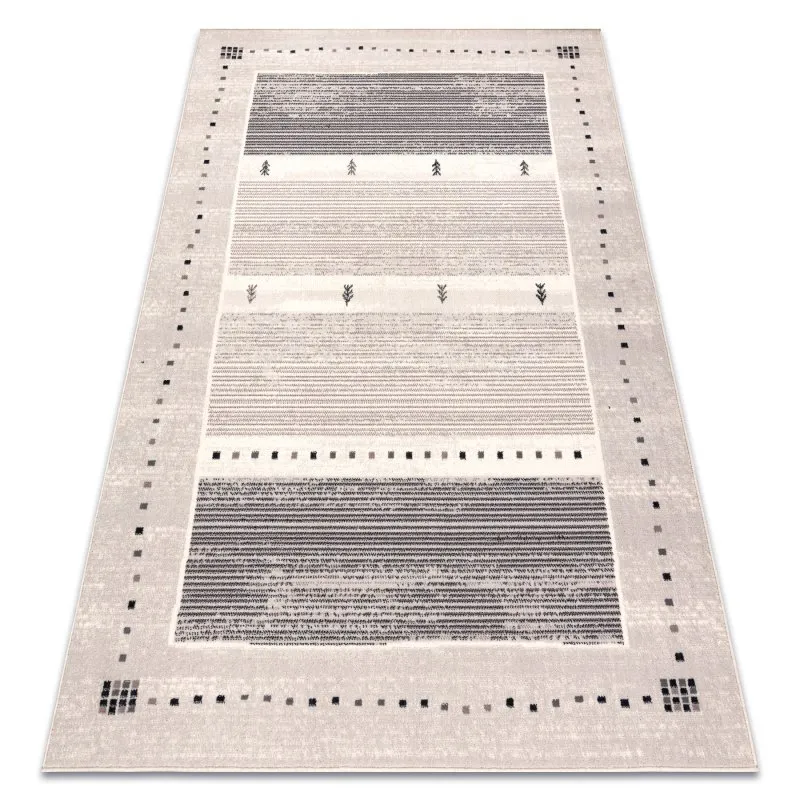 Teppichwolle ANGEL 6553 / 52022 Streifen, Rahmen beige / grau