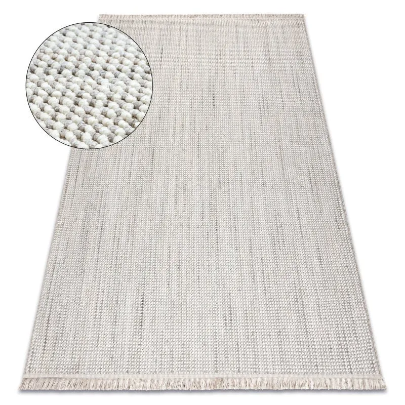 Teppich NANO EO78B Melange, Schlinge, flach gewebt weiß / grau