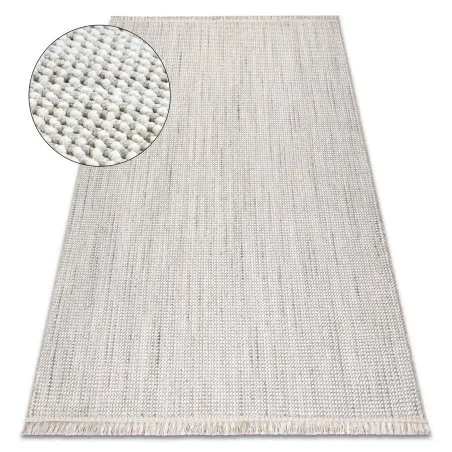 Teppich NANO EO78B Melange, Schlinge, flach gewebt weiß / grau