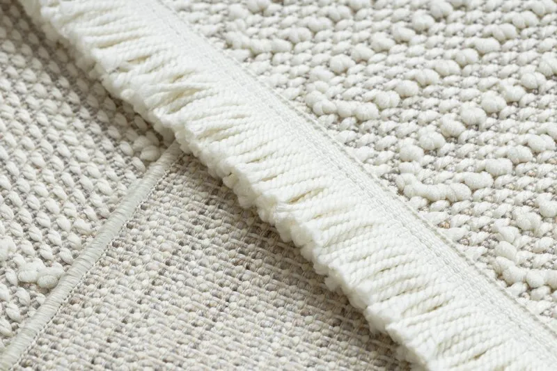 Teppich NANO EO78B Melange, Schlinge, flach gewebt weiß / grau
