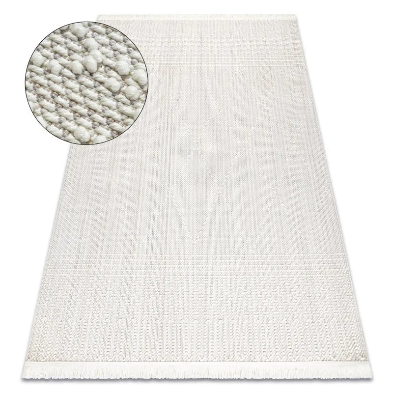 Teppich NANO EM52A Diamanten, Schlinge, flach gewebt weiß