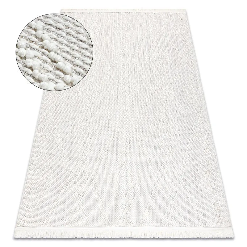 Teppich NANO EN14A Diamanten, Schlinge, flach gewebt weiß