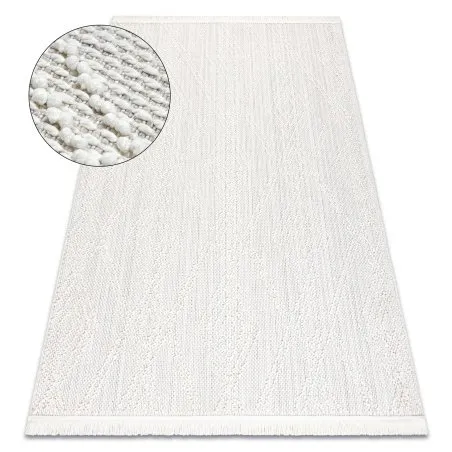 Teppich NANO EN14A Diamanten, Schlinge, flach gewebt weiß