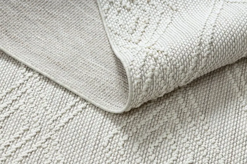 Teppich NANO EN14A Diamanten, Schlinge, flach gewebt weiß