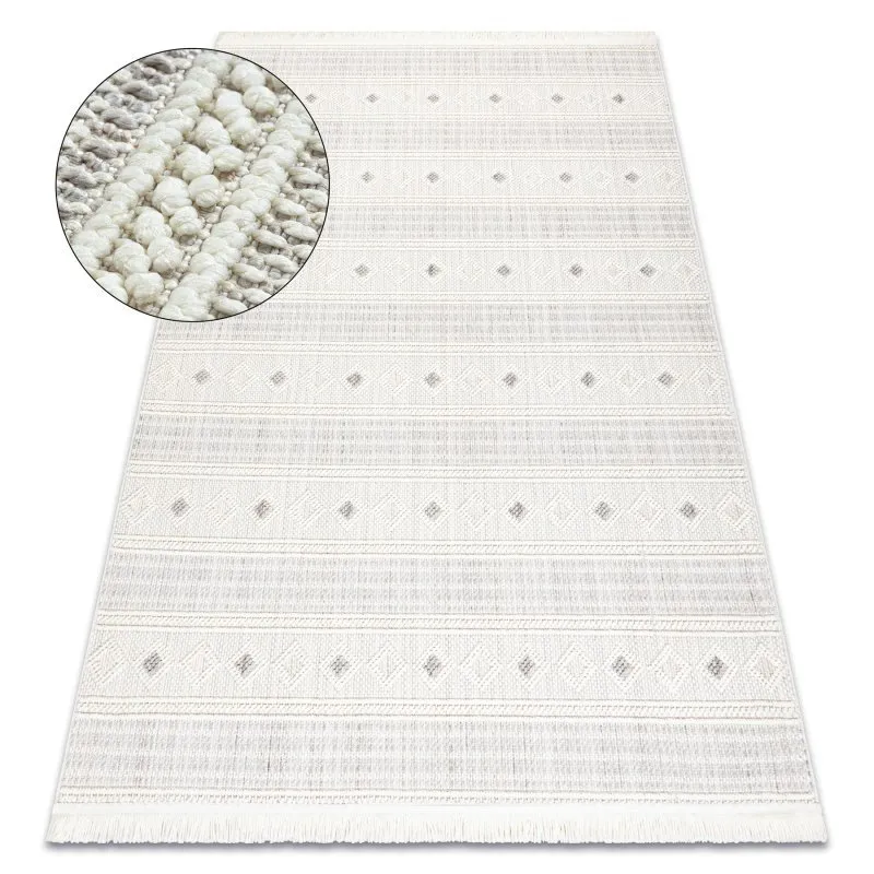 Teppich NANO FH69A Diamanten, Schlinge, flach gewebt weiß / grau